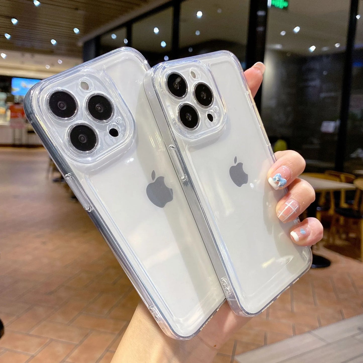 Black transparent anti-fall phone case for Apple 16 Promax, available wholesale.