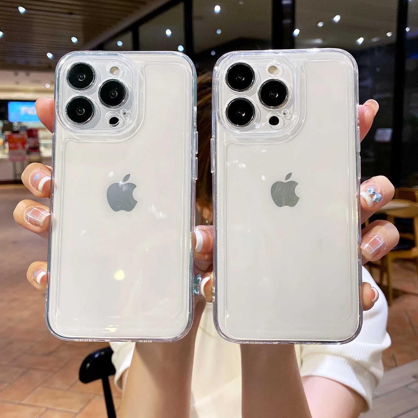 Black transparent anti-fall phone case for Apple 16 Promax, available wholesale.