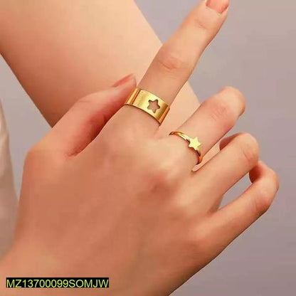 2 Pcs Trendy Couple Star Rings