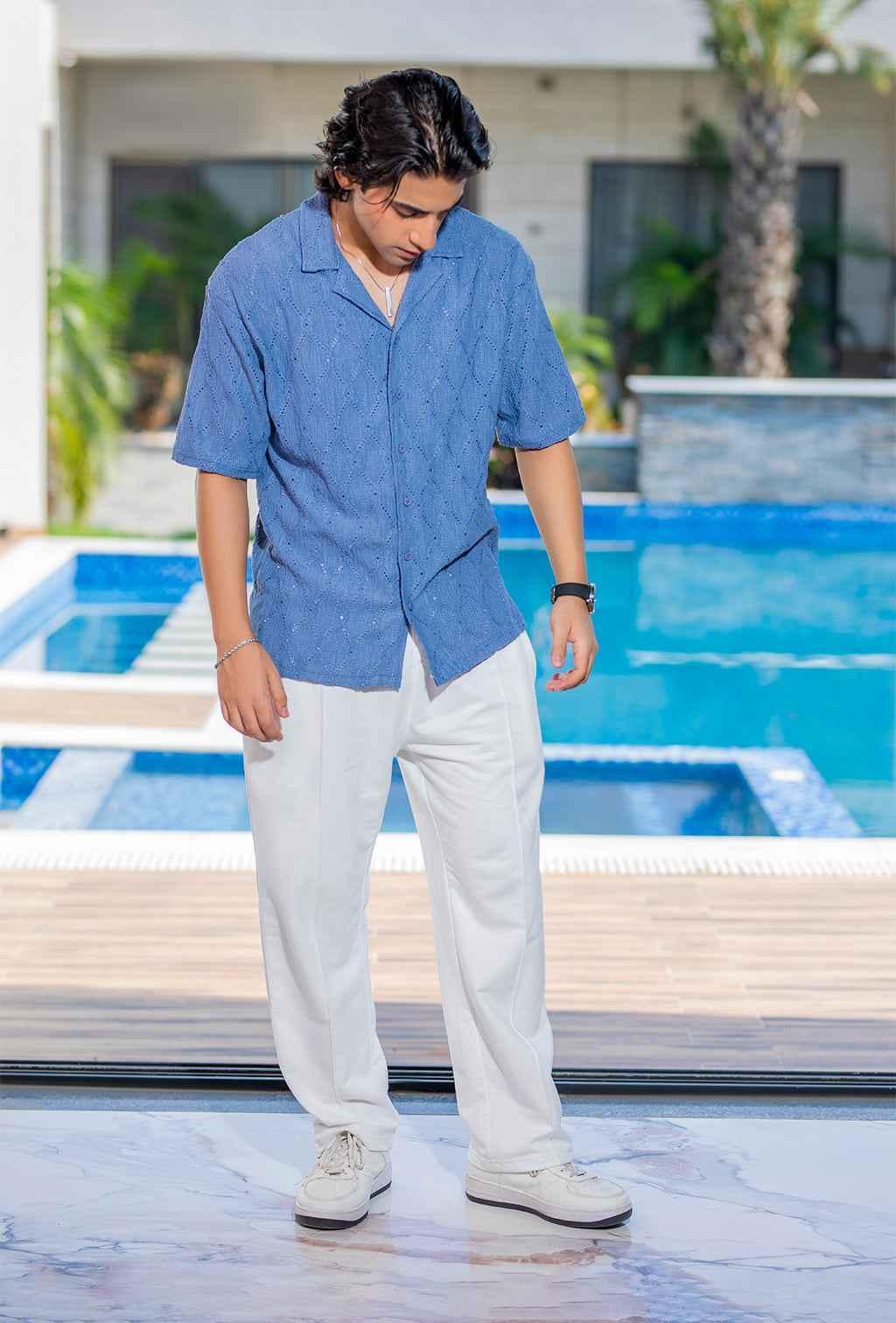 Twilight Escape Eyelet Shirt - Blue