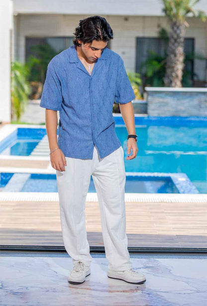 Twilight Escape Eyelet Shirt - Blue
