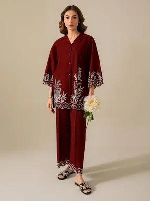 Women's Stitched Cotton Embroidered Shirt And Trouser 2 Pcs