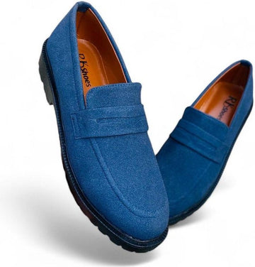 Men's casual blue Synthetic leather Dress shoes