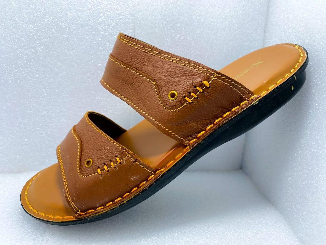 Men's casual leather sandals - mustard - 1pc