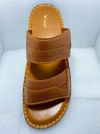 Men's casual leather sandals - mustard - 1pc