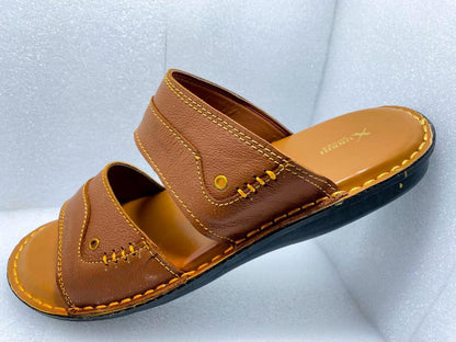 Men's casual leather sandals - mustard - 1pc
