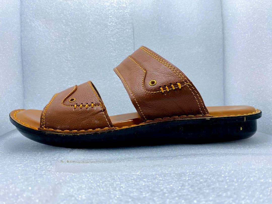 Men's casual leather sandals - mustard - 1pc
