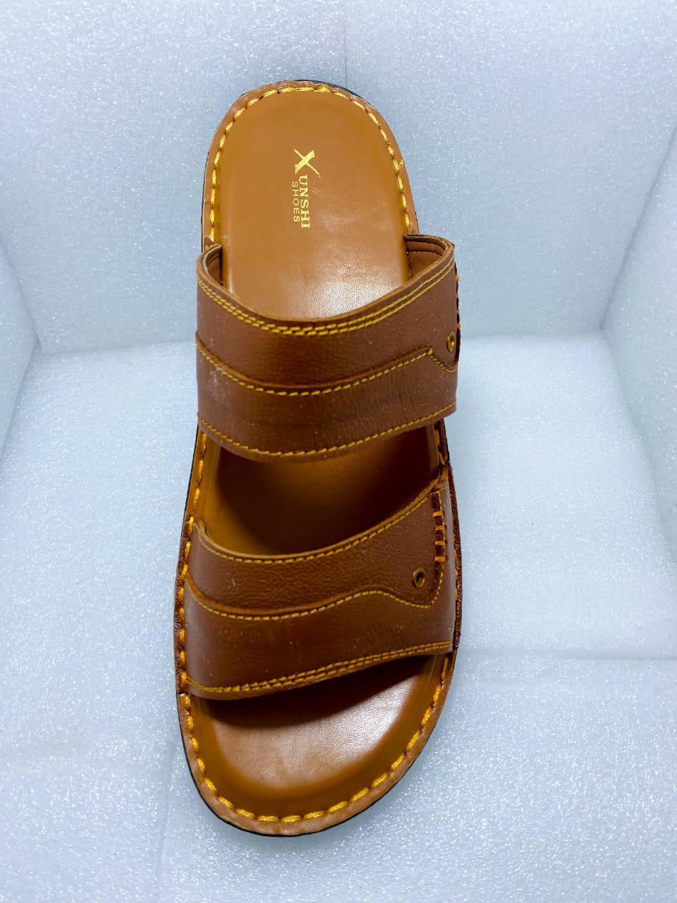 Men's casual leather sandals - mustard - 1pc