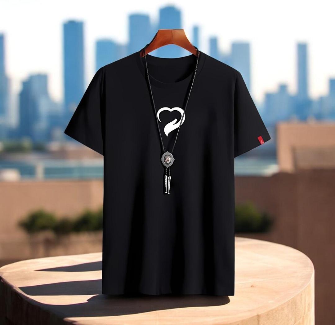 Men's balck cotton printed Jersey half sleeve T shirt