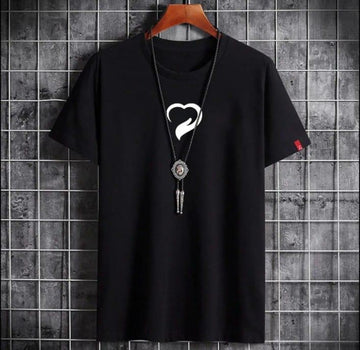 Men's balck cotton printed Jersey half sleeve T shirt