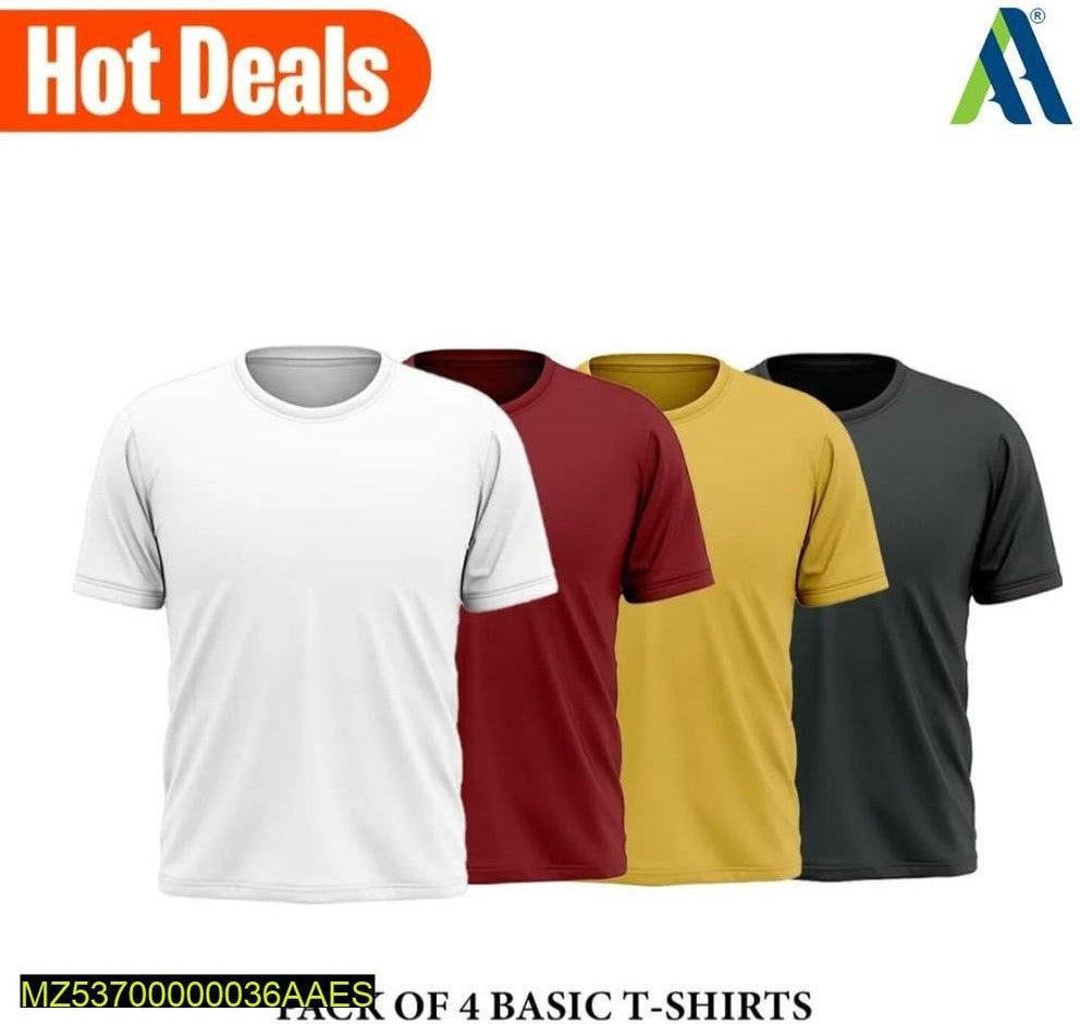 Men's stitched jersey plain T-Shirt,  pack of 4