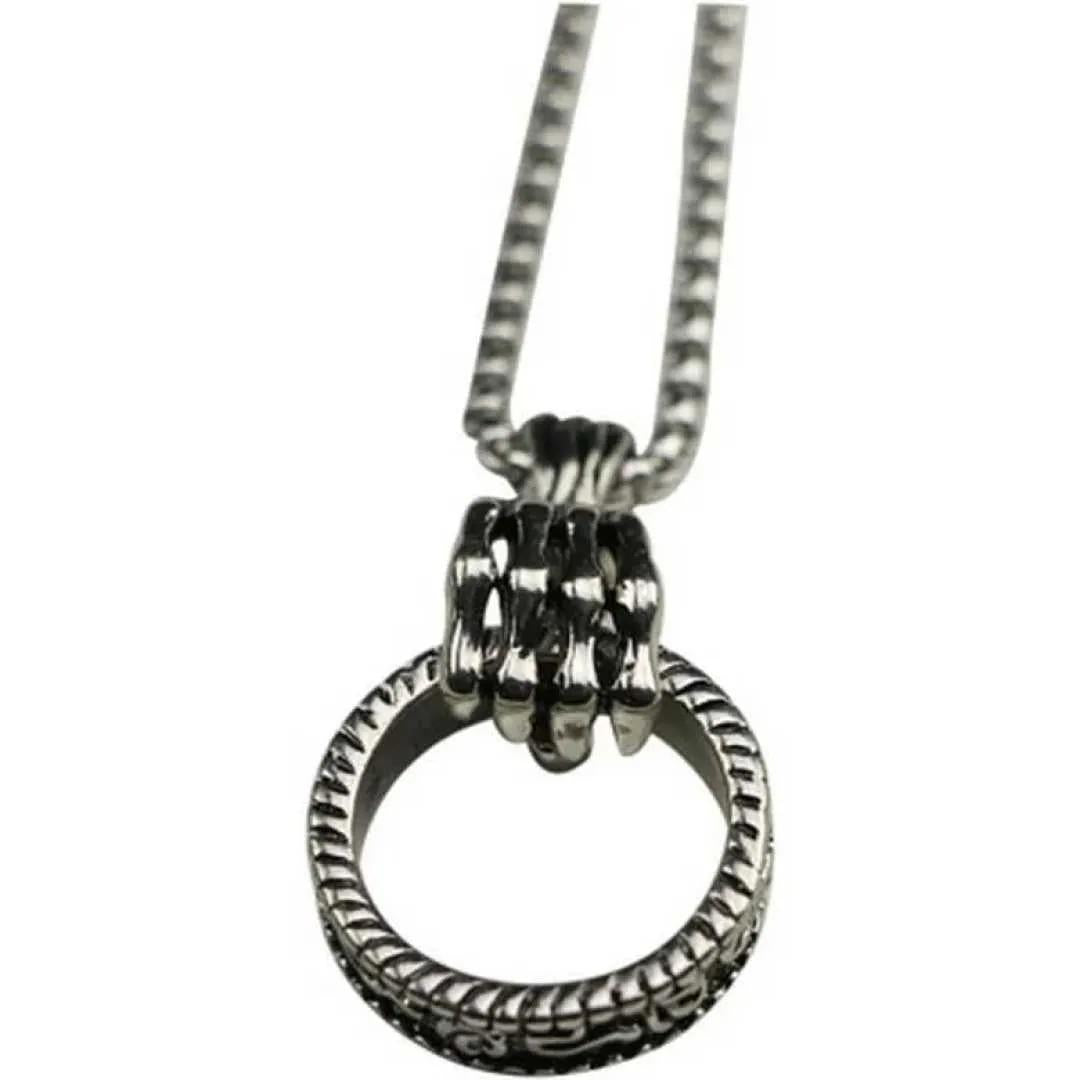 RING SHAPED MEN'S NECKLACE - 1PC SILVER & GOLDEN UNIQUE DESIGN