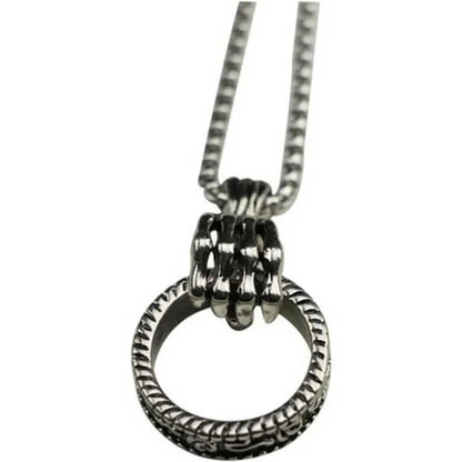 RING SHAPED MEN'S NECKLACE - 1PC SILVER & GOLDEN UNIQUE DESIGN