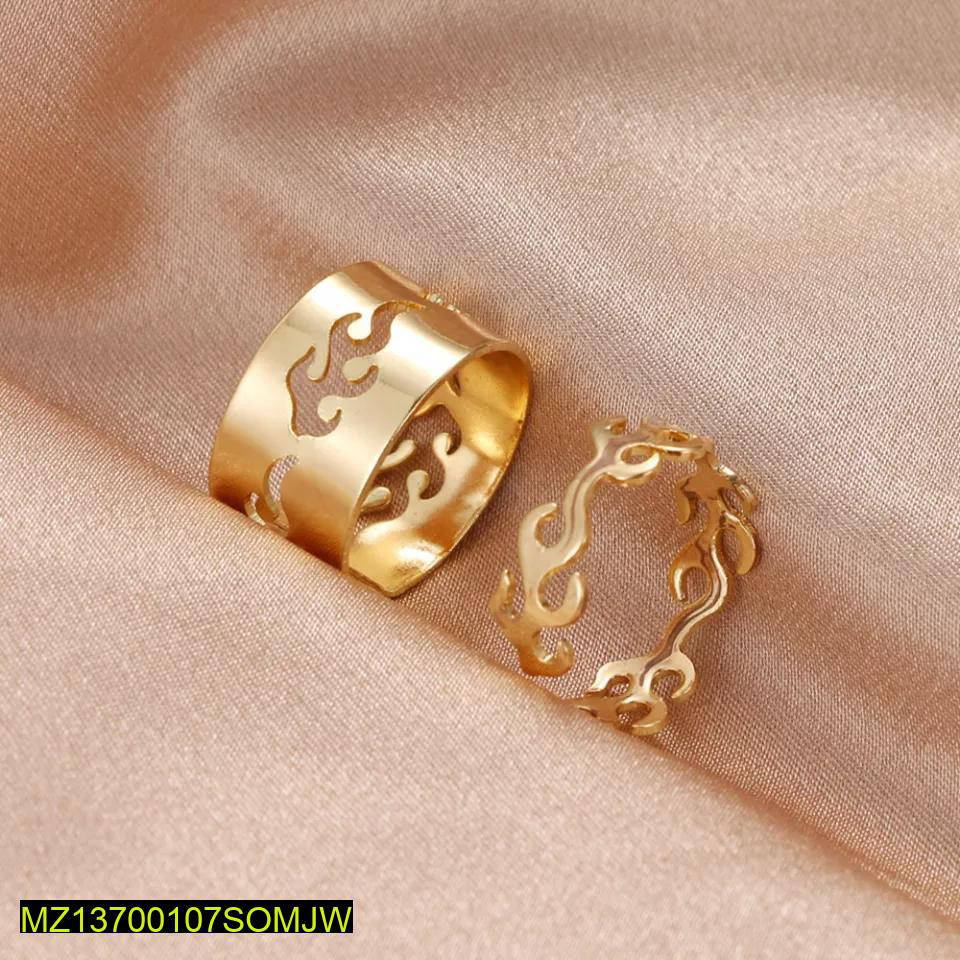 2PC COUPLE TRENDY FLAME RINGS
