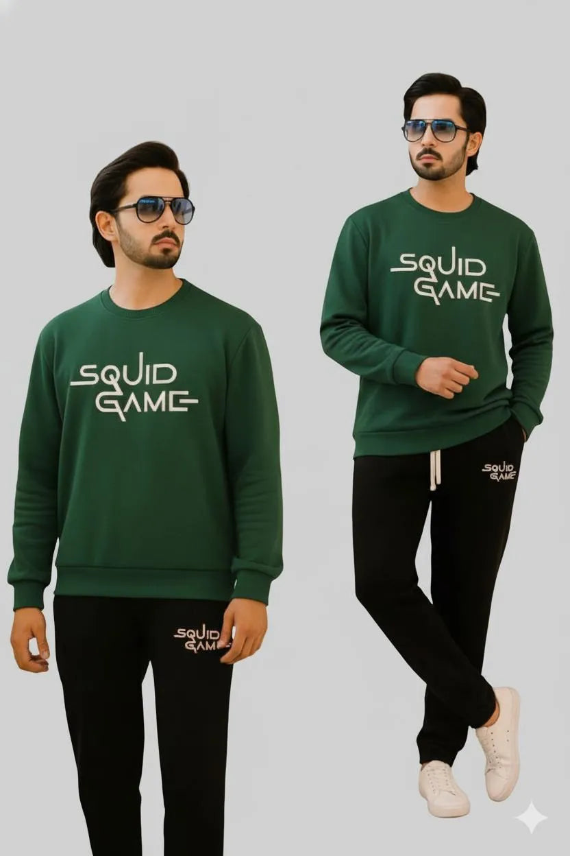 2pc Men's Fleece printed sweatshirt Track suit