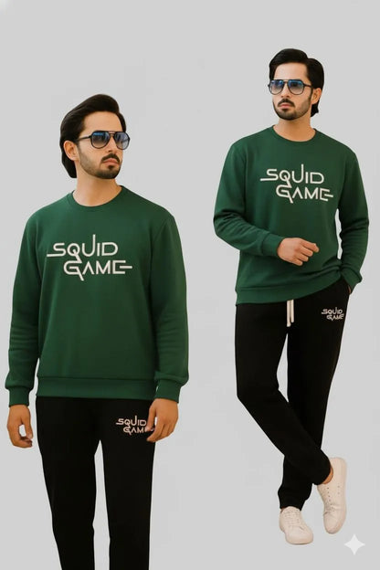 2pc Men's Fleece printed sweatshirt Track suit