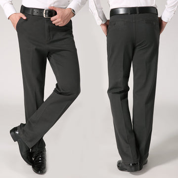 Middle-aged Men's Casual  Autumn and Winter Long Pants Mid-waist Straight-leg Loose Thick Pure Cotton