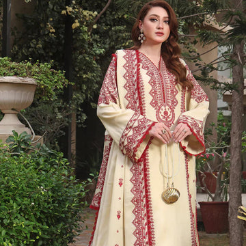 ASIM JOFA-3PC Dhanak Embroidered shirt and trouser, shawl