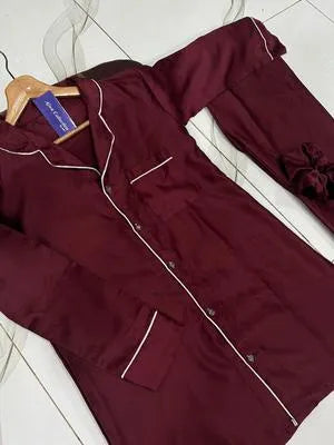 Mahroon Silk shirt & trouser Set  premium quality