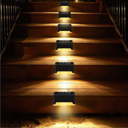 Imported Upgrade Waterproof LED Solar Fence Patio Stairs Garden Pathway Step Yard