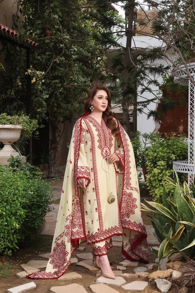 ASIM JOFA-3PC Dhanak Embroidered shirt and trouser, shawl