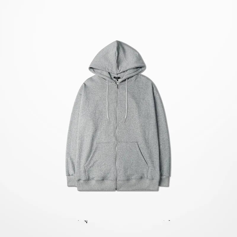 Men's zipper cardigan hooded sweater,fleece lining, available plus sizes, ideal for autumn and winter.