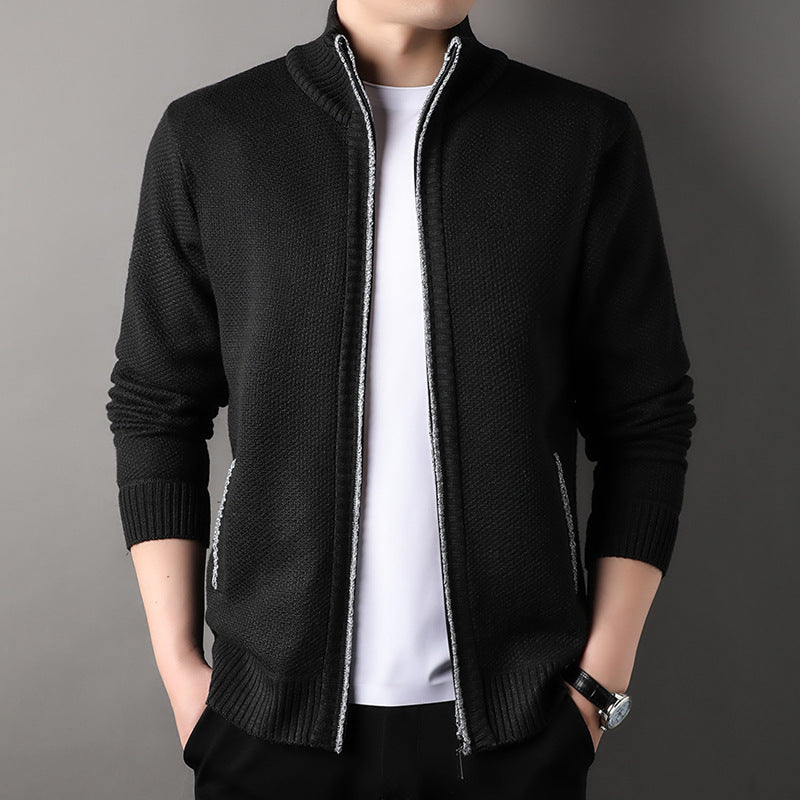 Amazon Knitted Cardigan Men's Korean-style Trendy Business Casual Spring and Autumn Sweater Coat