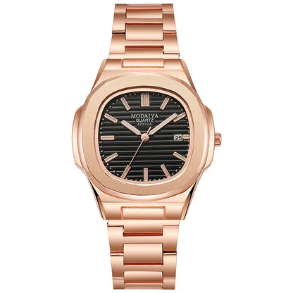 2022 New Fashion Square Luxury Diamond Quartz Business Men's Watch Alloy Steel Band Simple Scale Watch