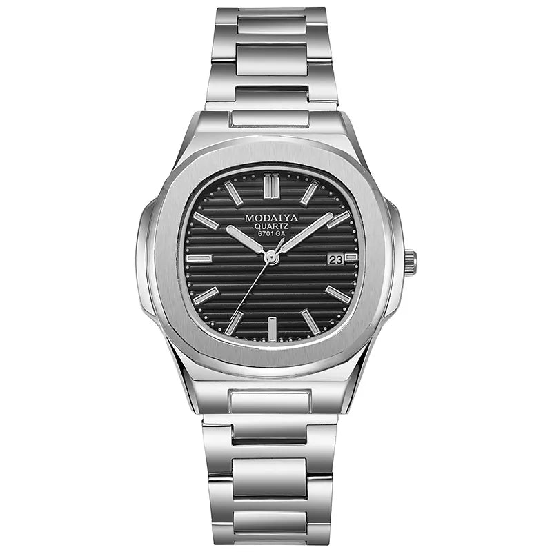2022 New Fashion Square Luxury Diamond Quartz Business Men's Watch Alloy Steel Band Simple Scale Watch