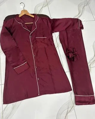 Women fine Silk Shirt & trouser sleep wear
