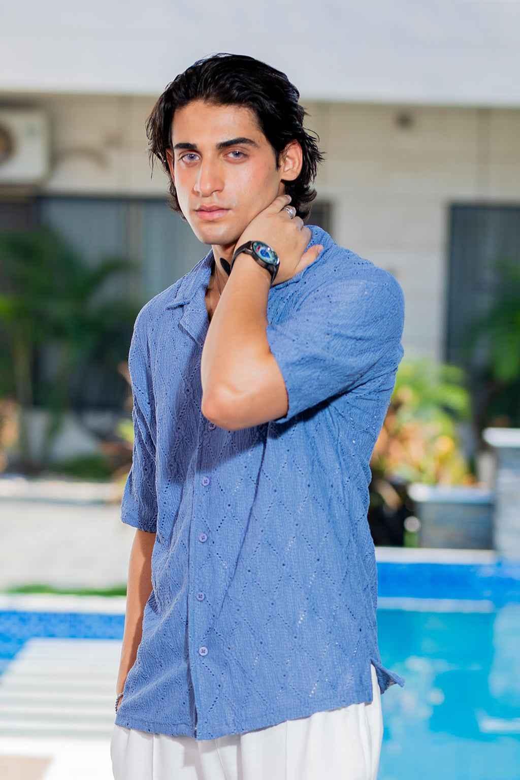 Twilight Escape Eyelet Shirt - Blue