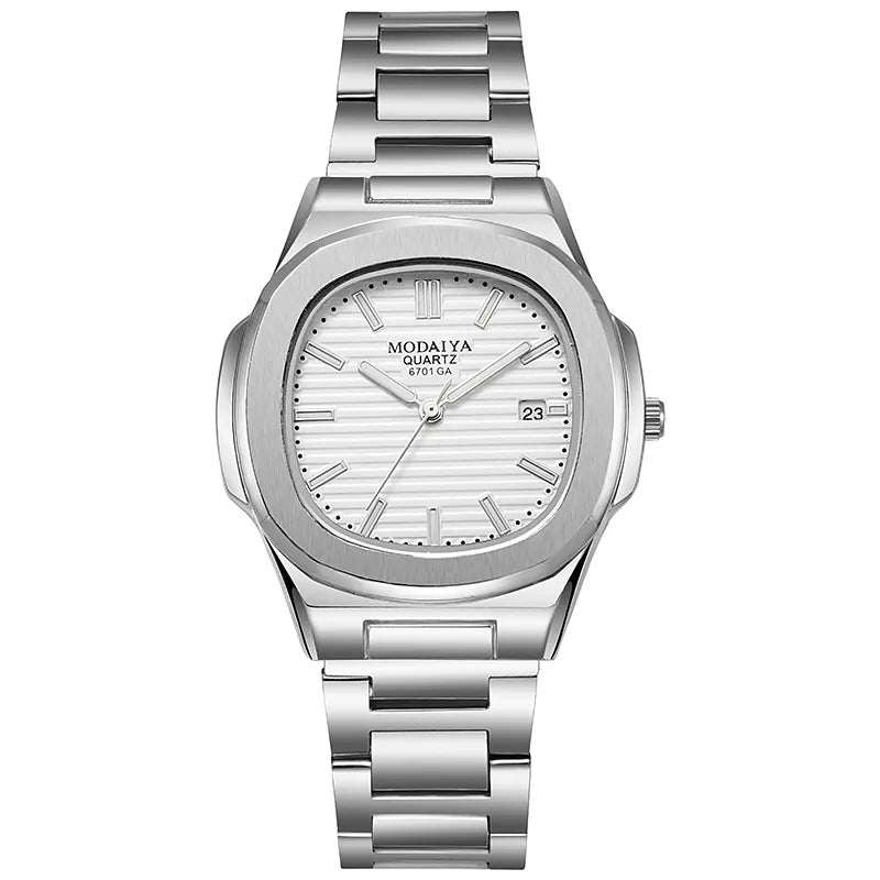 2022 New Fashion Square Luxury Diamond Quartz Business Men's Watch Alloy Steel Band Simple Scale Watch