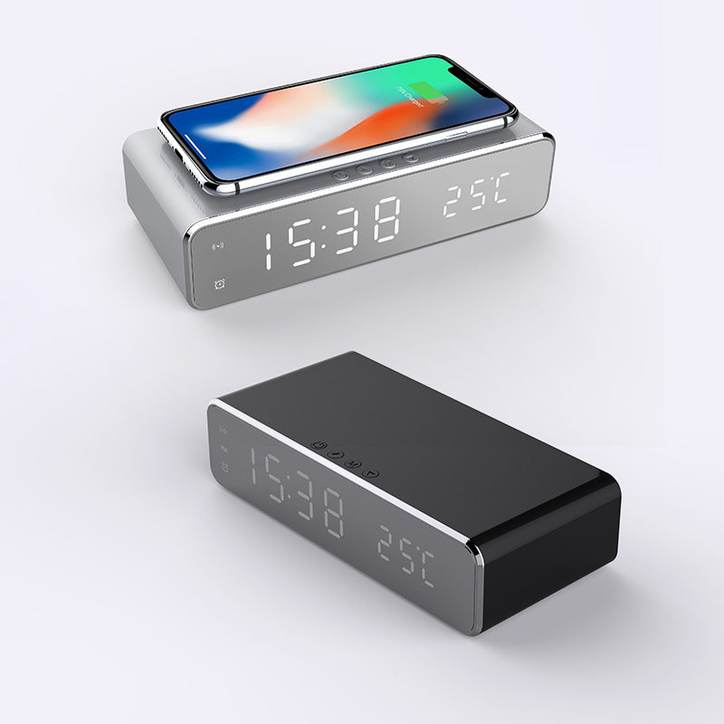 LED Electric Alarm Clock With Wireless Charger Desktop Digital Despertador