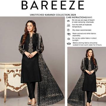 3 Pcs Women's Unstitched Embroidered Suit