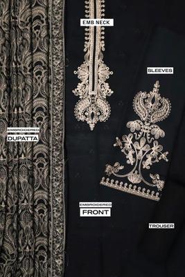 3 Pcs Women's Unstitched Embroidered Suit