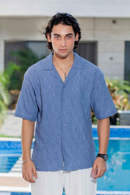 Twilight Escape Eyelet Shirt - Blue