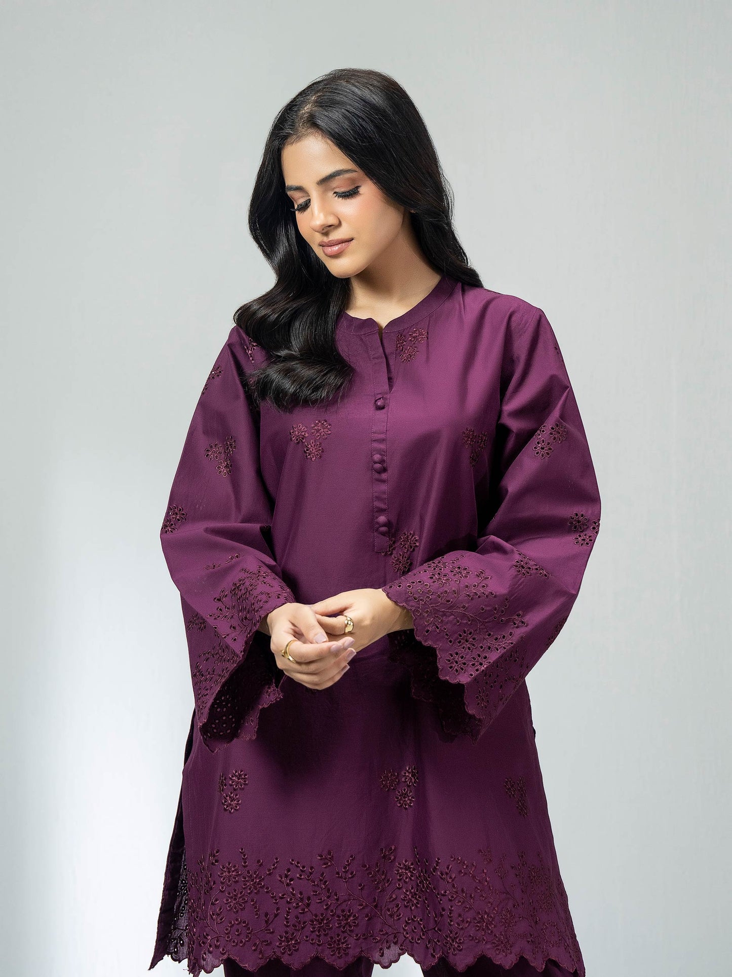 Ladies Cambric Co-ord Set- Embroidered