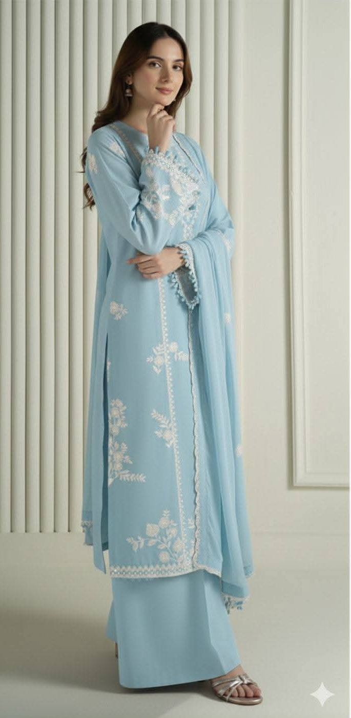 SUMMER LAWN UNSTITCHED3pc  HEAVY EMBROIDERED