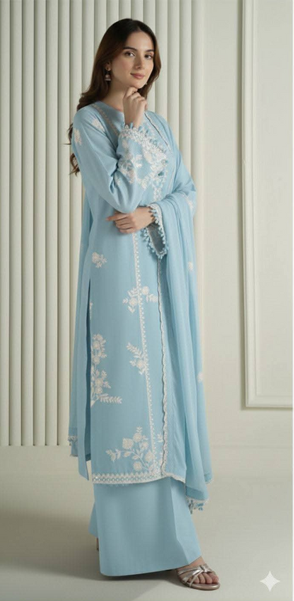 SUMMER LAWN UNSTITCHED3pc  HEAVY EMBROIDERED
