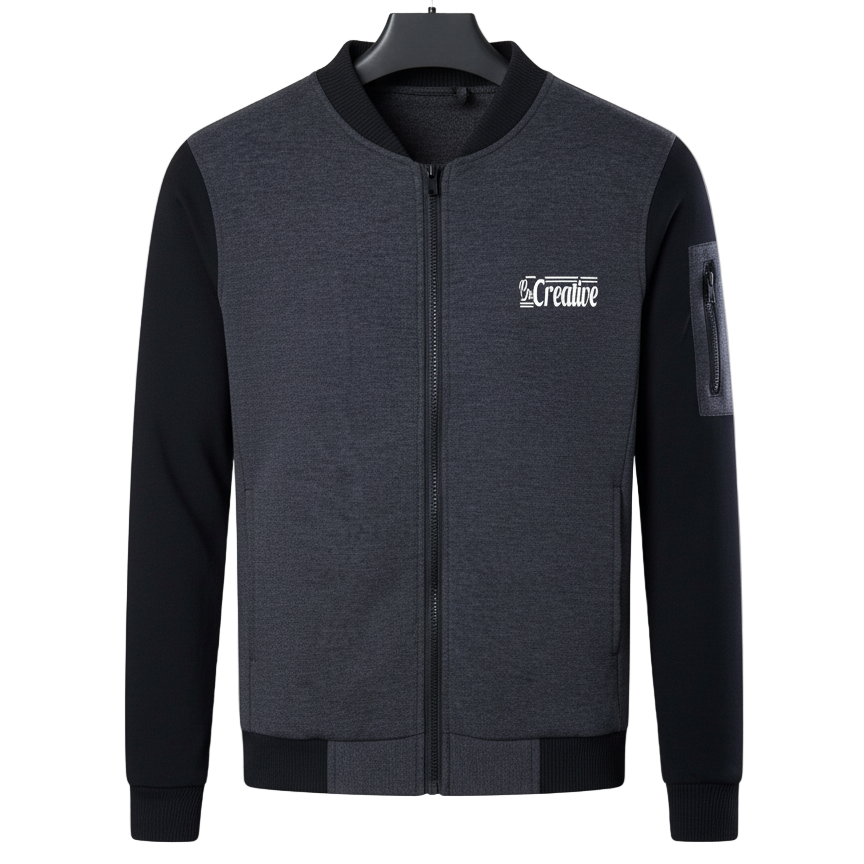 New Winter Collection Charcoal Grey “Be Creative” Printed Zipper Jacket for Men & Boys – French Fleece, Premium Quality, Stylish & Comfortable Winter Wear - Medium