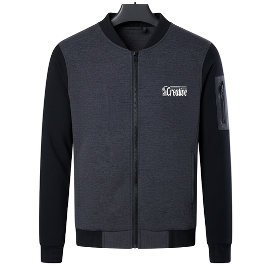 New Winter Collection Charcoal Grey “Be Creative” Printed Zipper Jacket for Men & Boys – French Fleece, Premium Quality, Stylish & Comfortable Winter Wear - Medium