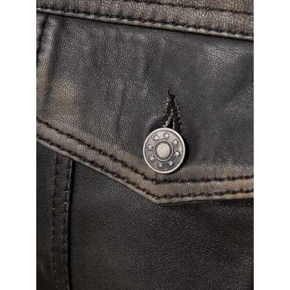 MEN LEATHER TRUCKER JACKET IN VINTAGE PIKE