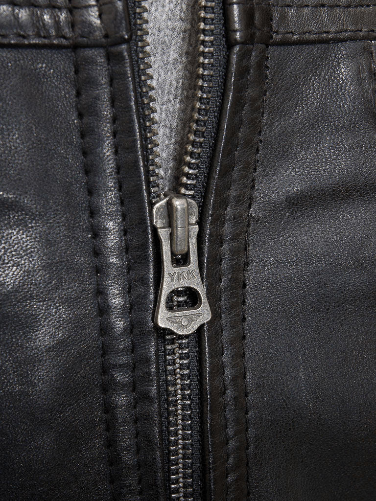 MEN BLACK LEATHER BIKER JACKET ADAMS