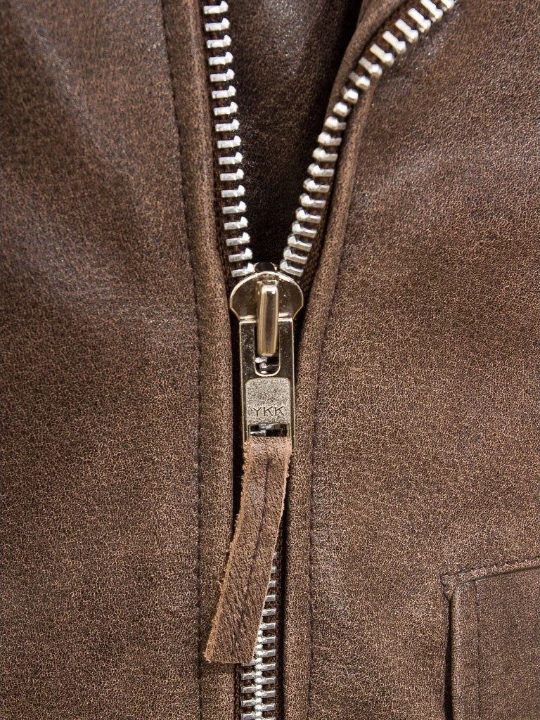 MEN ANTIQUE BROWN LEATHER JACKET BALLSTON