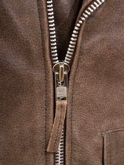 MEN ANTIQUE BROWN LEATHER JACKET BALLSTON