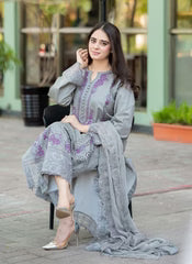 Dhanak Embroidered shirt with shawl and Trouser ADR-4069