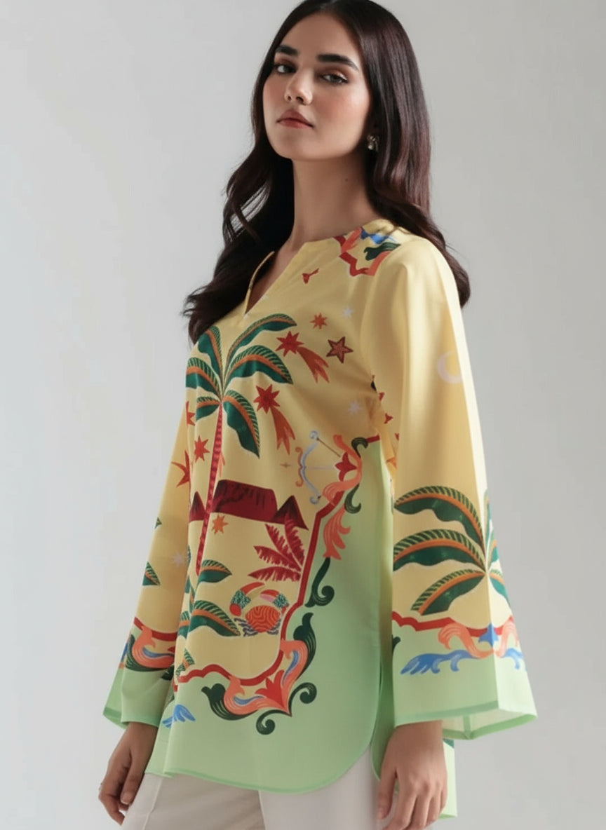 Stylish Printed Women's Stitched Shirt - 1 Pc, Multicolor Lawn