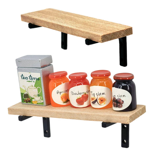 Decorative Wooden Wall Showcase for 1:12 Doll House Furniture, Miniature Storage Rack Toy.
