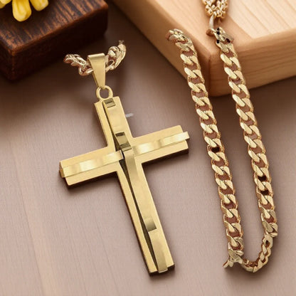 Mens Cross Pendant Necklace Hip Hop Jewelry Fashion Trendy Chain for Men Gift Accessories Stylish Necklace