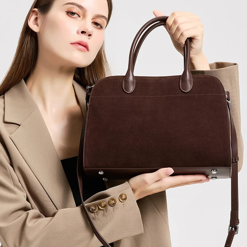 Autumn winter women's Natural Suede leather Crossbody Bag designer Genuine leather